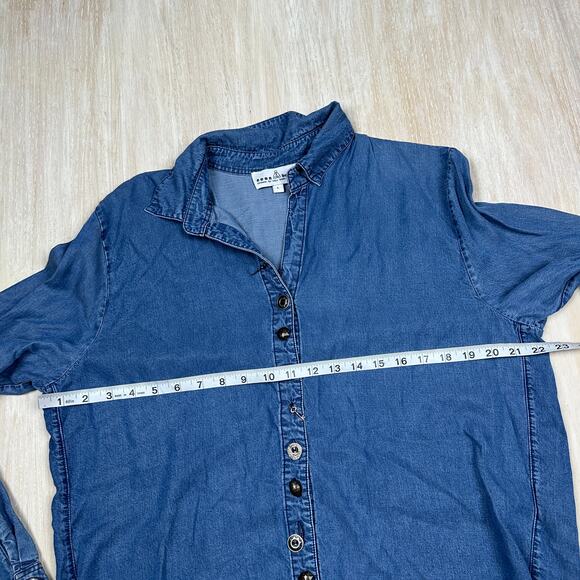 Neon Buddha Button Down Long Sleeve Chambray Denim Classic Casual Shirt Large - Picture 12 of 16